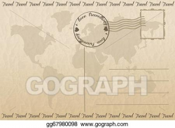 Drawing - Travel postcard. Clipart Drawing gg67980098 - GoGraph