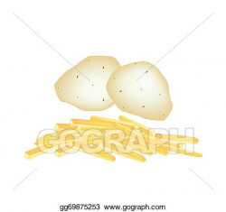 Vector Illustration - Fresh potatoes with potato cut into ...