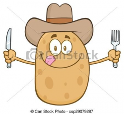 Vector - Cowboy Potato Cartoon Character - stock ...