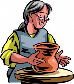 Senior Citizen Creates Pottery - Vector Image