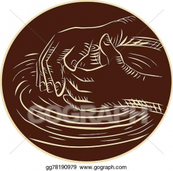 Vector Art - Hand shaping pottery clay etching. EPS clipart ...