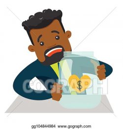 Vector Clipart - Worried businessman looking at empty glass ...