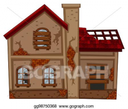 EPS Illustration - Brick house in poor condition. Vector ...