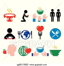 Vector Stock - Hunger, starvation, poverty icons set ...