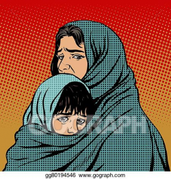 Vector Art - Refugee mother and child migration poverty. EPS ...