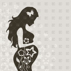 Silhouette of pregnant woman on grey background Vector Image ...