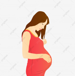 Free Cartoon Pregnant Woman In Red Dress, Big Belly ...