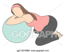 Vector Art - Pregnant woman with labor support peanut ball ...