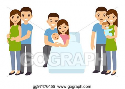 Vector Illustration - Pregnancy and birth in family. EPS ...