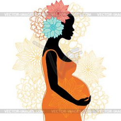 Silhouette of pregnant woman with flowers. - vector clipart ...