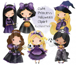 Cute Princess Halloween clipart instant download PNG file - 300 dpi