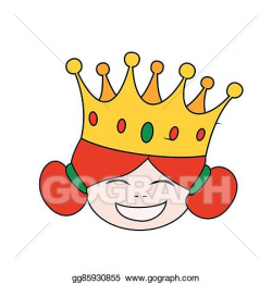 Vector Clipart - Happy little princess head in crown. Vector ...