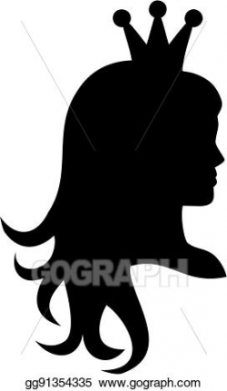 Vector Art - Princess head with crown silhouette. Clipart ...