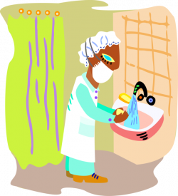 Doctor Washes Hands Before Surgery - Vector Image