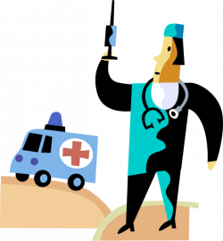 Doctor with Paramedic Service Ambulance - Vector Image