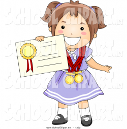 Clip Art of a Proud School Girl Holding a Certificate by BNP Design ...