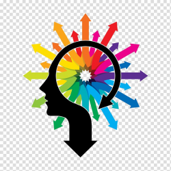 Human head with multicolored arrows illustration, Psychology ...