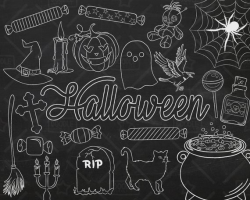 Chalkboard Halloween Vector Pack, Halloween Doodles, Spider Clipart,  Pumpkin Clipart, Halloween Graphics, Halloween Stickers, SVG, PNG file