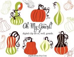 Fall Clip Art - Oh My Gourd! - Fall Clipart - Pumpkin Clipart - Other  Gourds Too - High Quality - Easy to Use