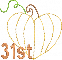 Pumpkin Heart 31st Design Machine Embroidery Design | Machine ...