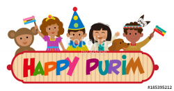Happy Purim Clown - Purim clip-art of a clown sitting on top of a ...
