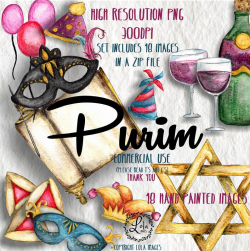 Happy Purim Clipart | Jewish Feast, Spring Celebration, Festival Esther  Haman Jew Scroll | Hand Painted Watercolor Commercial Use PNG Images