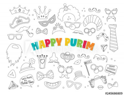 Purim clipart with carnival elements. Happy Purim Jewish ...