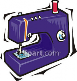 Sewing Machine With Red Thread - Royalty Free Clipart Picture