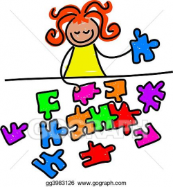 Stock Illustration - Jigsaw kid. Clip Art gg3983126 - GoGraph
