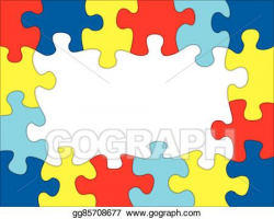 Vector Illustration - Autism colored puzzle frame ...
