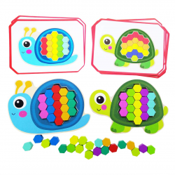 WEYFLY Play Pattern Puzzle - Snail and Turtle, Complementary Color Puzzle  Children Creative Learning Wooden Toys 67Pcs for Kids Age 3+