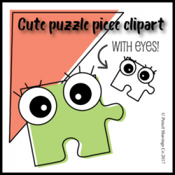 Cute Puzzle Piece Clipart with eyes!