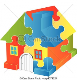Vector - House Puzzle - stock illustration, royalty free ...