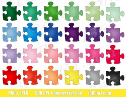 50% OFF Puzzle Piece Clipart, Jigsaw Clip Art, Board Games, Autism  Awareness, Kids Games, Invitations, Scrapbooking, PNG, Commercial