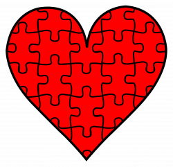 Red Heart With Puzzle Pieces - Free Clip Art