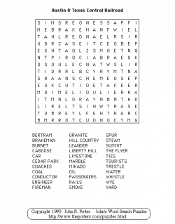 Country Word Search - Austin Texas Central Railroad Puzzle ...