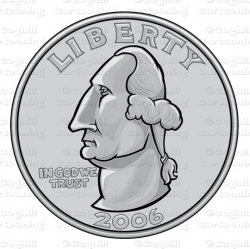 US Quarter Coin Stock Illustration Cartoon Clipart - Coghill Cartooning