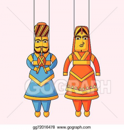 EPS Illustration - Indian puppet of king and queen. Vector ...