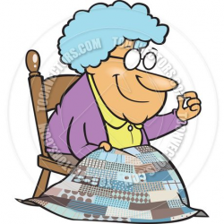 Women Quilting Clip Art | Cartoon Elderly Woman Sewing a ...