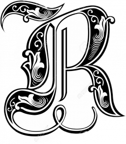 tattoo R alphabet bw - Sticker by redcakra