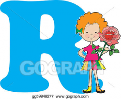 Drawing - Alphabet girl r. Clipart Drawing gg59848277 - GoGraph