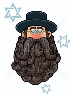 Rabbi Portrait - Vector Cartoon Illustration. jew, jewish, hebrew,  orthodox, religion, judaism, religious, preacher, teacher, scholar, beard