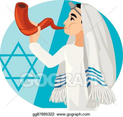Vector Clipart - Jew, hassid, rabbi, with payot and kip ...