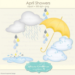 April Showers Clipart Umbrella Clipart Clouds by ...