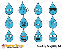Raindrop Emoji Clip Art, Digital Clipart, Digital Graphics