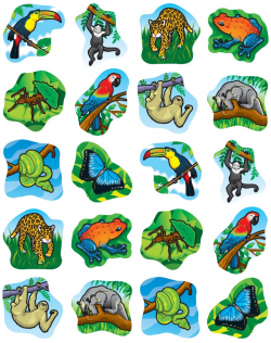 Carson Dellosa Rainforest Animals Shape Stickers (5267)
