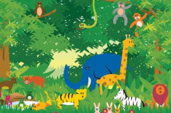 Jungle Scene | Wallpaper for Kids Room | Jungle scene ...