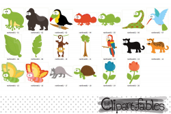 RAINFOREST clipart, Cute wild animals clip art, Jungle art