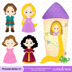 Princess Digital Clipart, Princess Clipart, Rapunzel Clipart