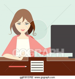 Vector Illustration - Woman clerk in a bank. . Stock Clip ...